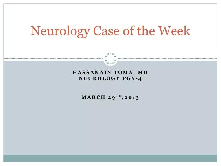 neurology case of the week