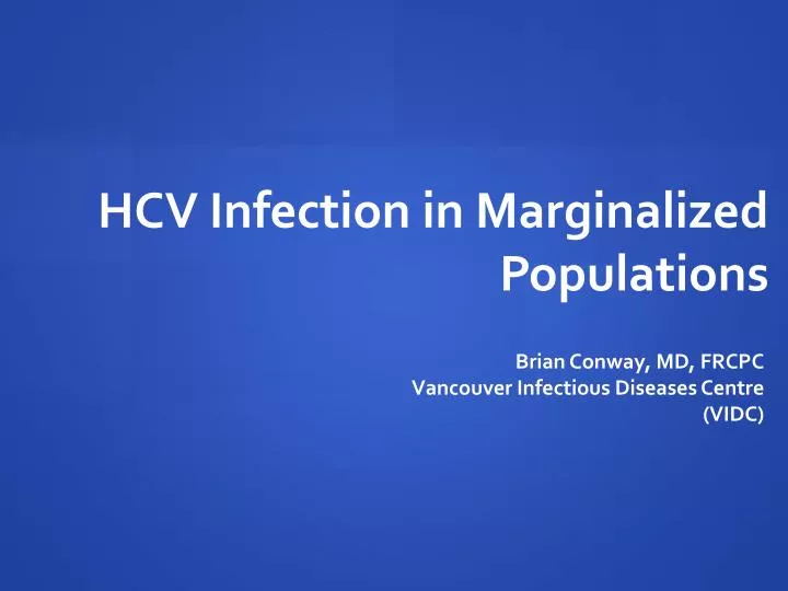 hcv infection in marginalized populations