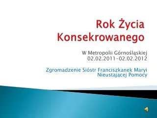 rok ycia konsekrowanego