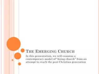 The Emerging Church