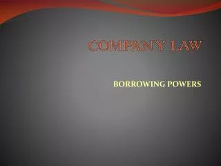 COMPANY LAW