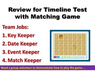 Review for Timeline Test with Matching Game