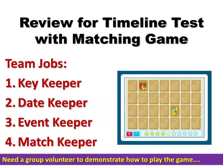 review for timeline test with matching game