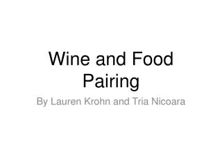 Wine and Food Pairing