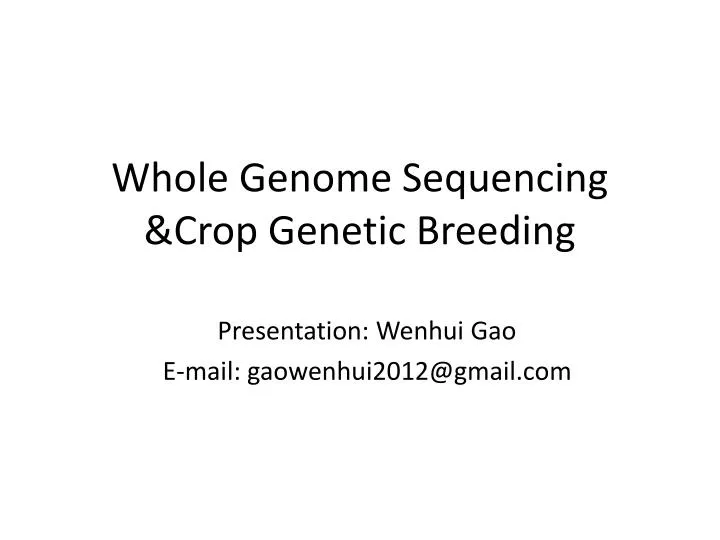whole genome sequencing crop genetic breeding