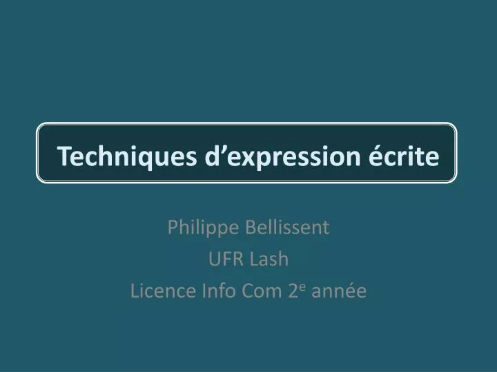 techniques d expression crite