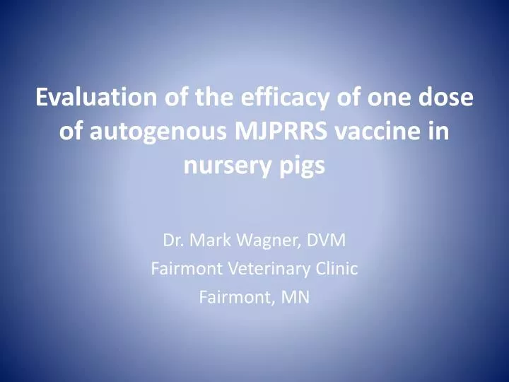 evaluation of the efficacy of one dose of autogenous mjprrs vaccine in nursery pigs