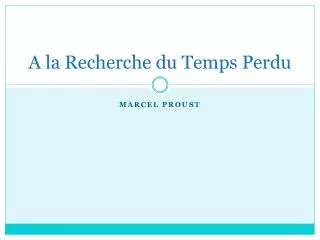 a la recherche du temps perdu