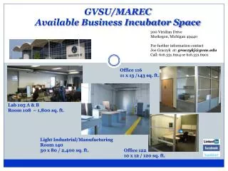GVSU/MAREC Available Business Incubator Space
