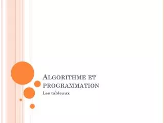 algorithme et programmation