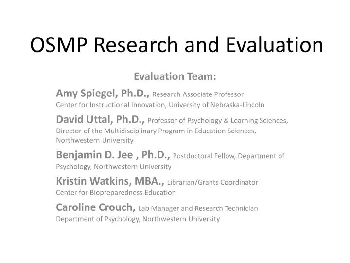 osmp research and evaluation