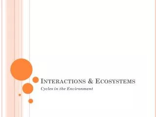 Interactions &amp; Ecosystems