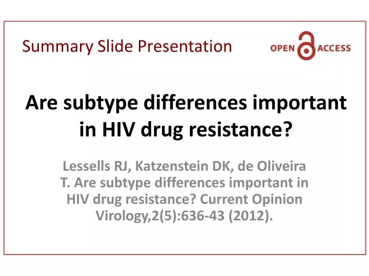 are subtype differences important in hiv drug resistance