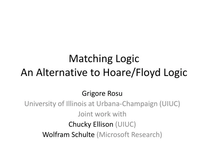 matching logic an alternative to hoare floyd logic