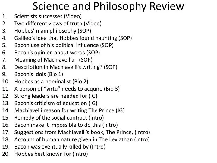 science and philosophy review