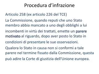 procedura d infrazione