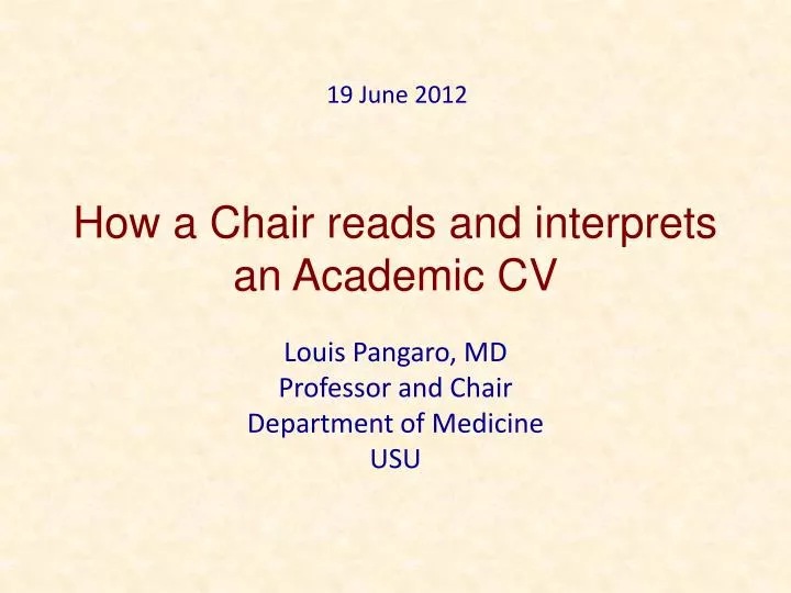 how a chair reads and interprets an academic cv