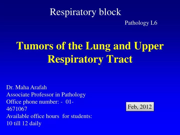 tumors of the lung and upper respiratory tract
