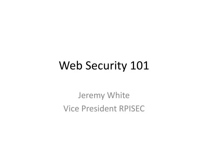 web security 101