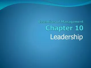 Essentials of Management Chapter 10