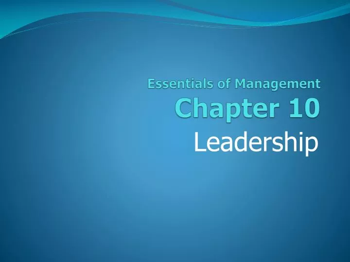 essentials of management chapter 10