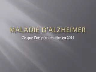 maladie d alzheimer