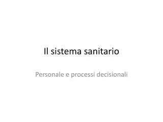 il sistema sanitario