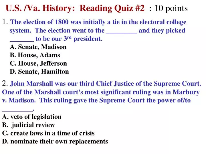 u s va history reading quiz 2 10 points