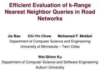 Efficient Evaluation of k-Range Nearest Neighbor Queries in Road Networks