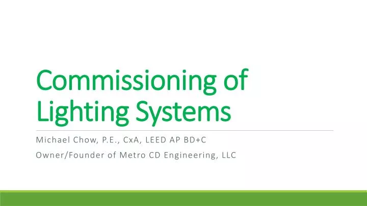 commissioning of lighting systems