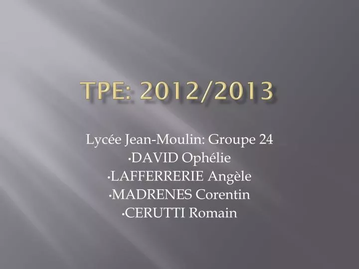 tpe 2012 2013