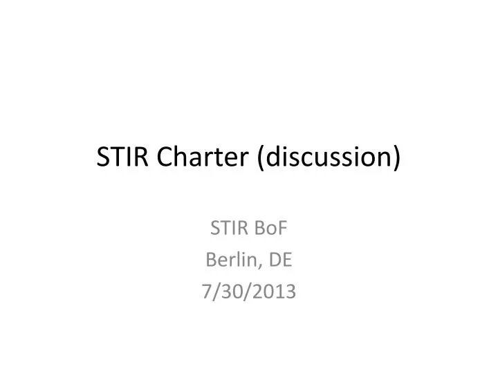 stir charter discussion