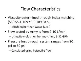 Flow Characteristics