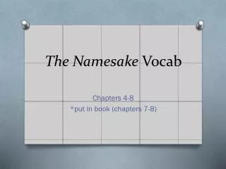 The Namesake Vocab