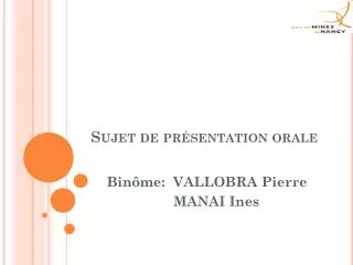 sujet de pr sentation orale