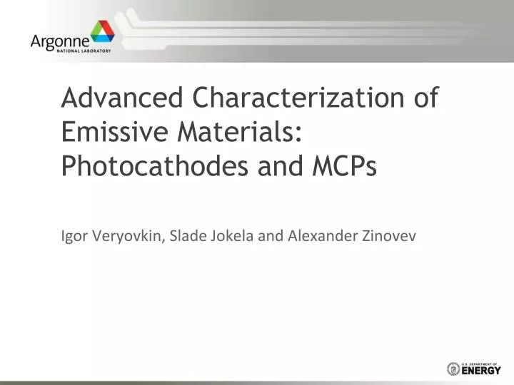 advanced characterization of emissive materials photocathodes and mcps