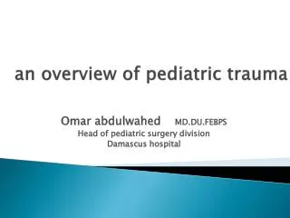 an overview of pediatric trauma