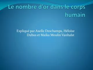 le nombre d or dans le corps humain