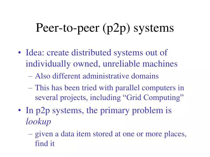 peer to peer p2p systems