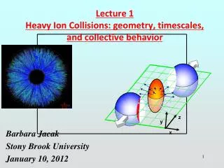 Lecture 1 Heavy Ion Collisions: geometry, timescales, and collective behavior
