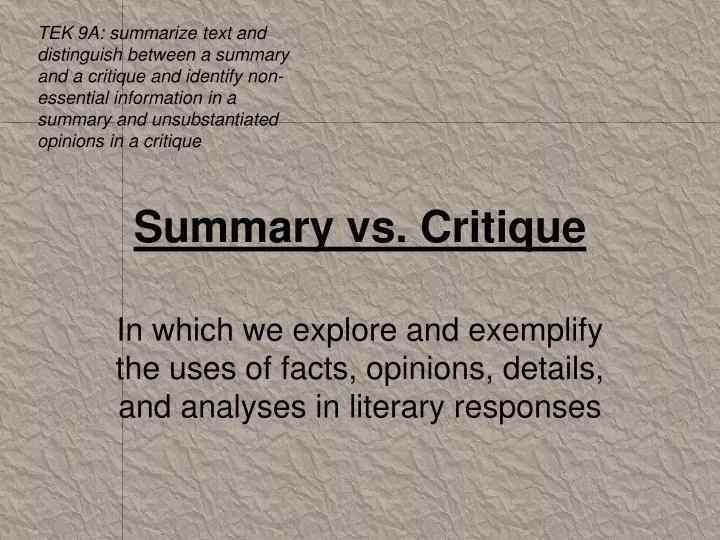 summary vs critique