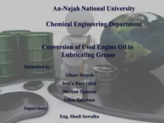An-Najah National University Chemical Engineering Department