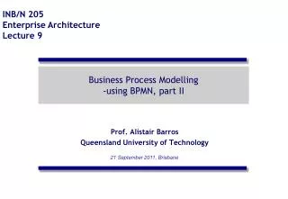 Business Process Modelling -using BPMN, part II