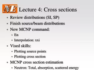 Lecture 4: Cross sections