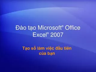 Đào tạo Microsoft ® Office Excel ® 2007