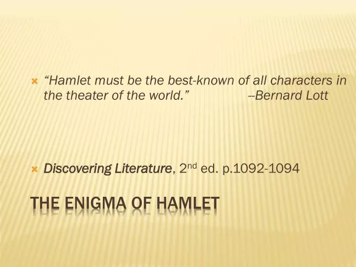 the enigma of hamlet