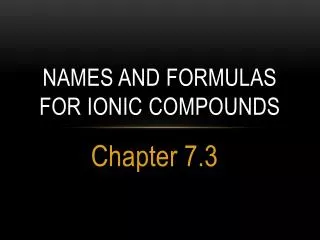Names and formulas for ionic compounds