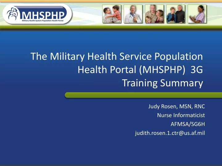 the military health service population health portal mhsphp 3g training summary