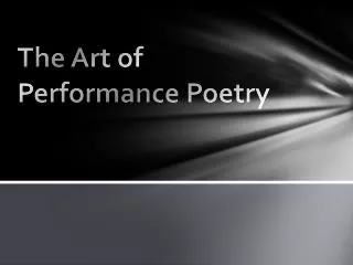 The Art of Performance Poetry