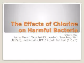 The Effects of Chlorine on Harmful Bacteria